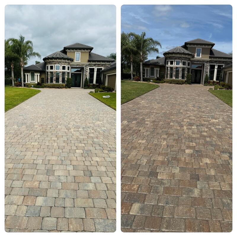 Estate driveway paver sealing